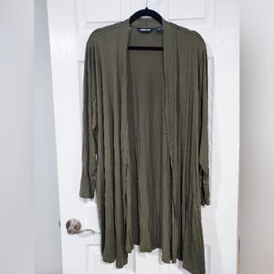 Lands' End Olive Green Open Front Long Sleeve Cardigan in Size 3X (24W-26W)